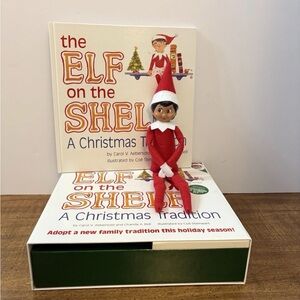 The Elf On The Shelf Girl Doll Christmas Tradition Book Brown Eyed Dark Skin Cl